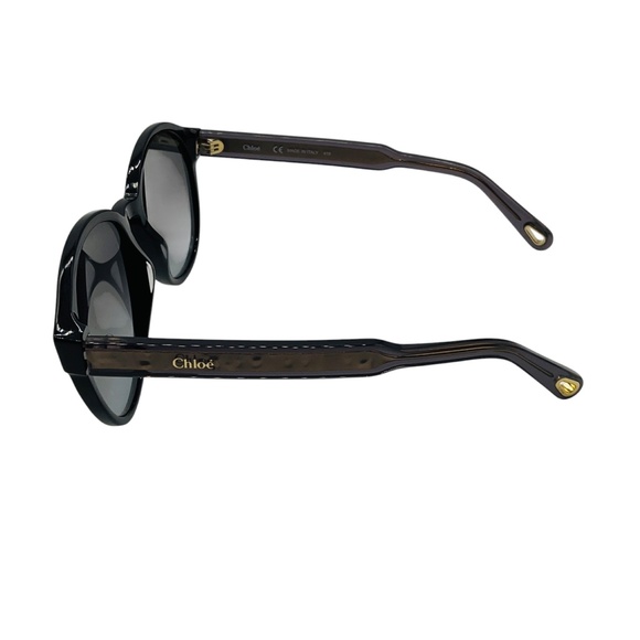 CHLOE BLACK ROUND PLASTIC SUNGLASSES main image 6